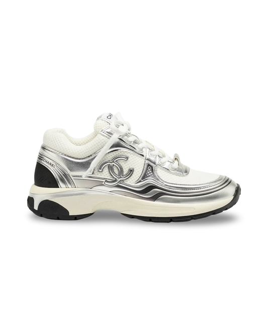 Chanel CC Logo Sneaker 'White Silver'
