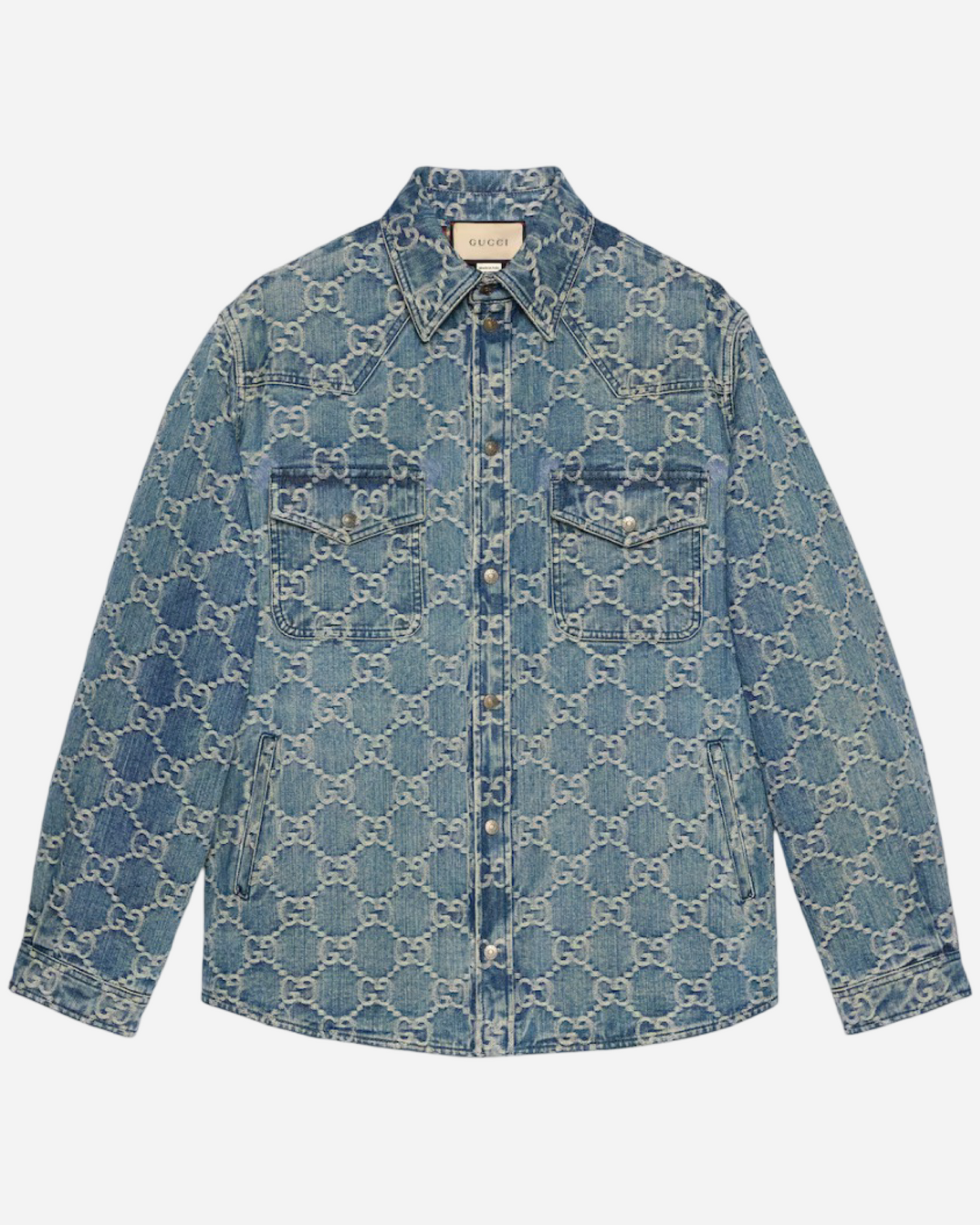 Gucci GG Jacquard Denim Shirt 'Blue White'