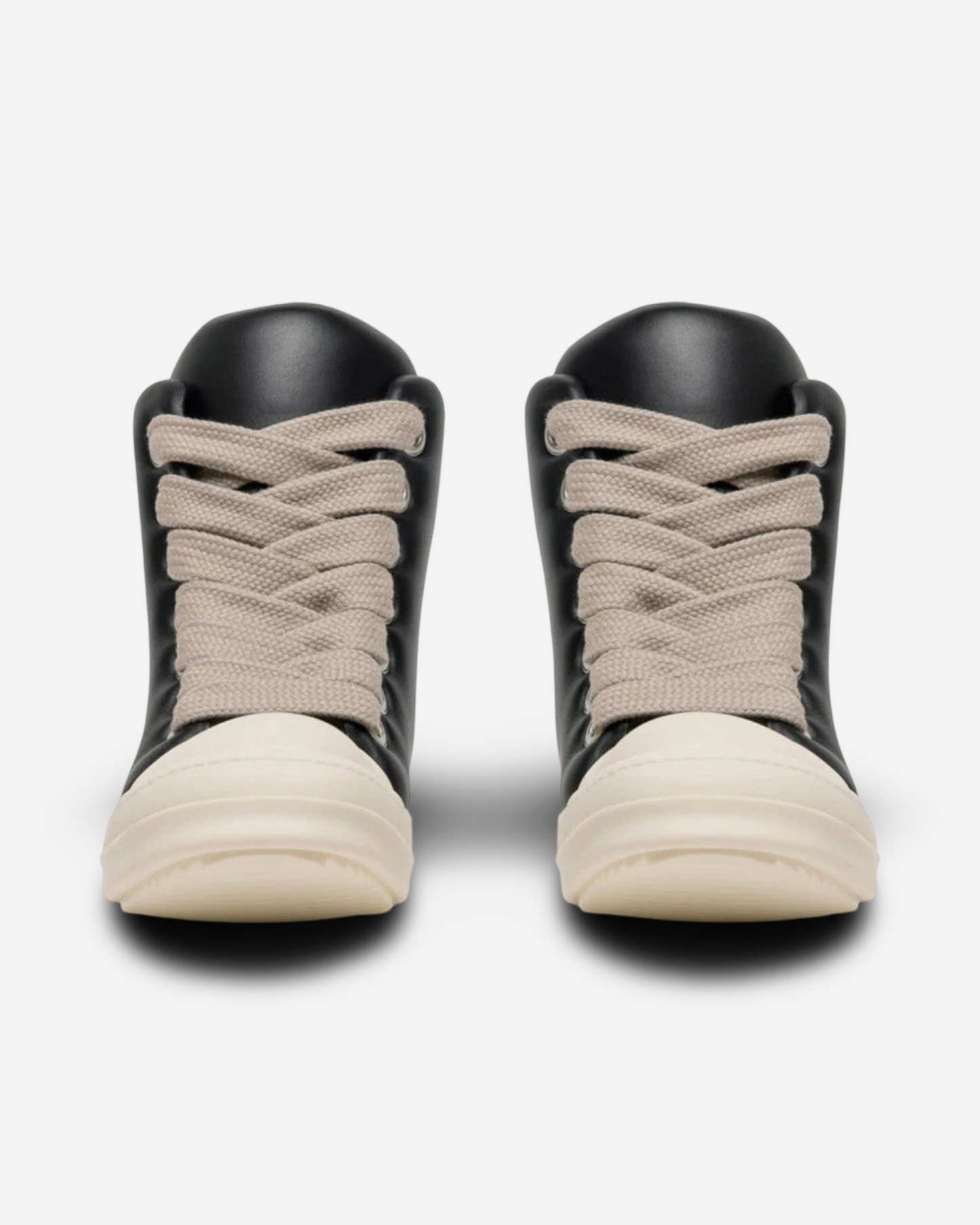 Rick Owens JumboLaced Padded Ramones High Top Leather Sneakers ‘Black/Milk’