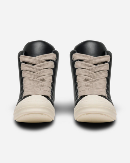 Rick Owens JumboLaced Padded Ramones High Top Leather Sneakers 'Black/Milk'