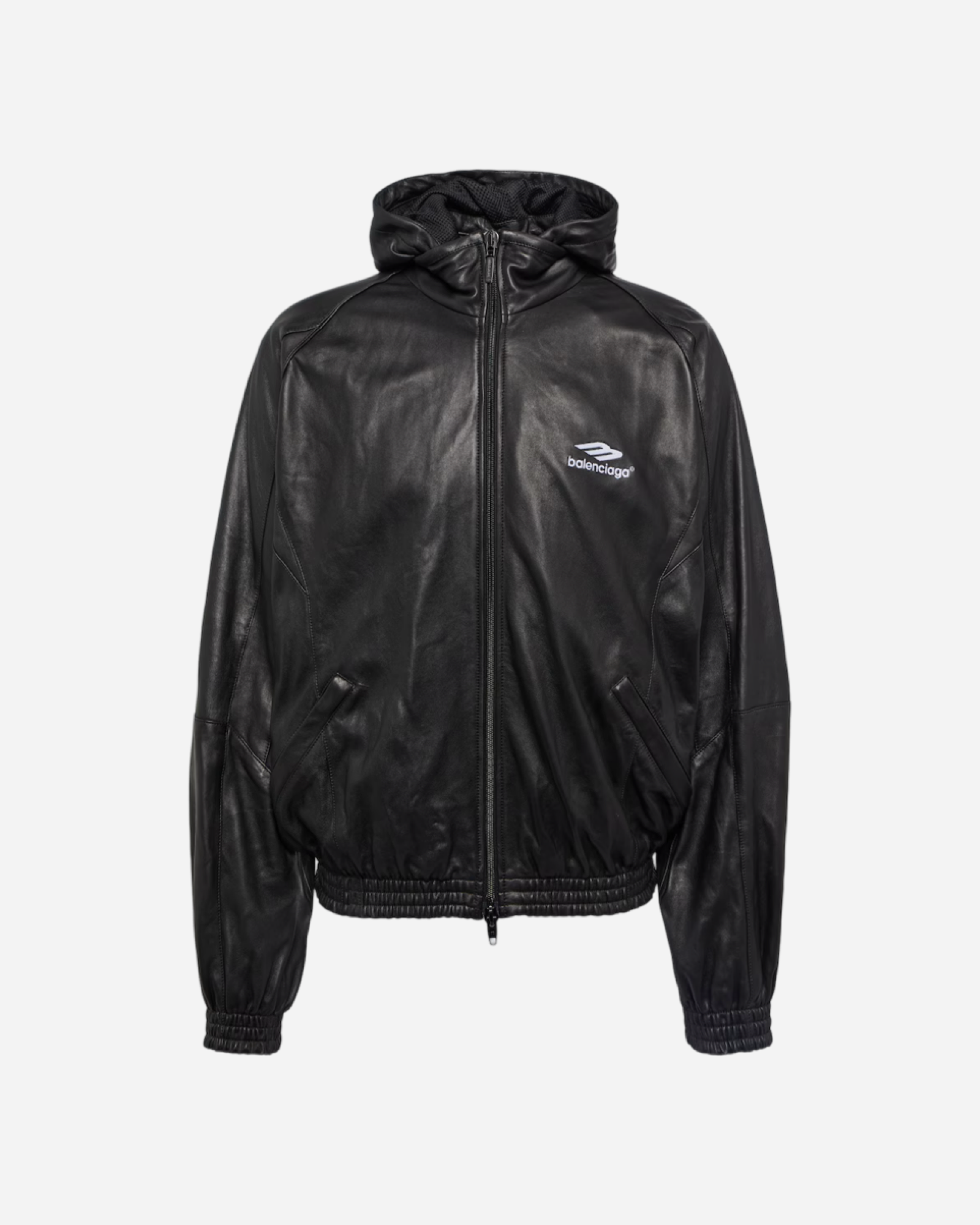 Balenciaga 3B Sports Icon Leather Track Jacket 'Black'