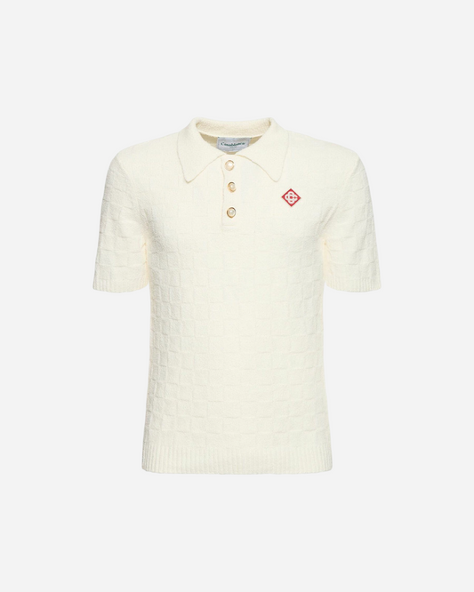 Casablanca Logo Embroidered Bouclé Polo Shirt - Creps City