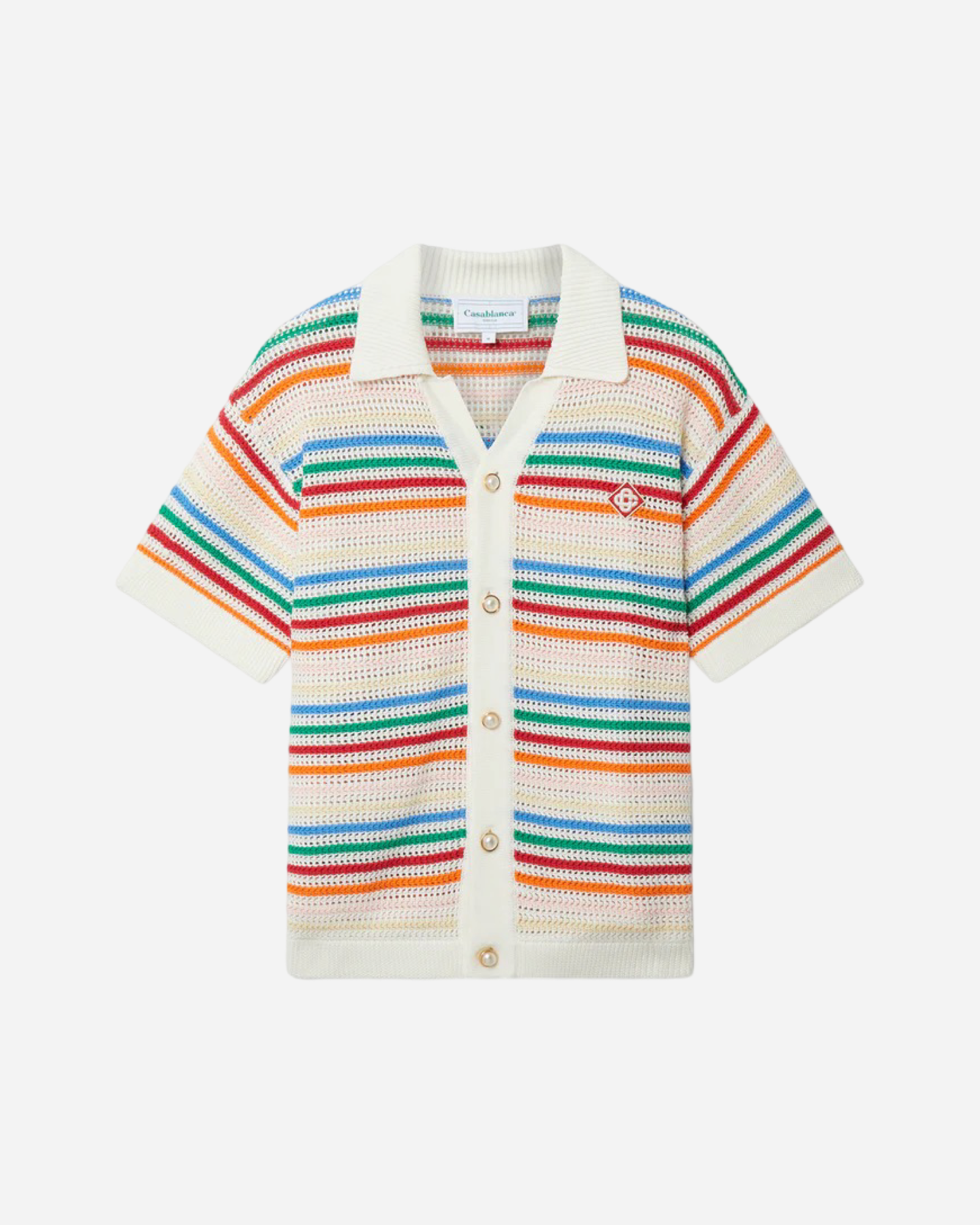 Casablanca Rainbow Striped Crochet Shirt - Creps City