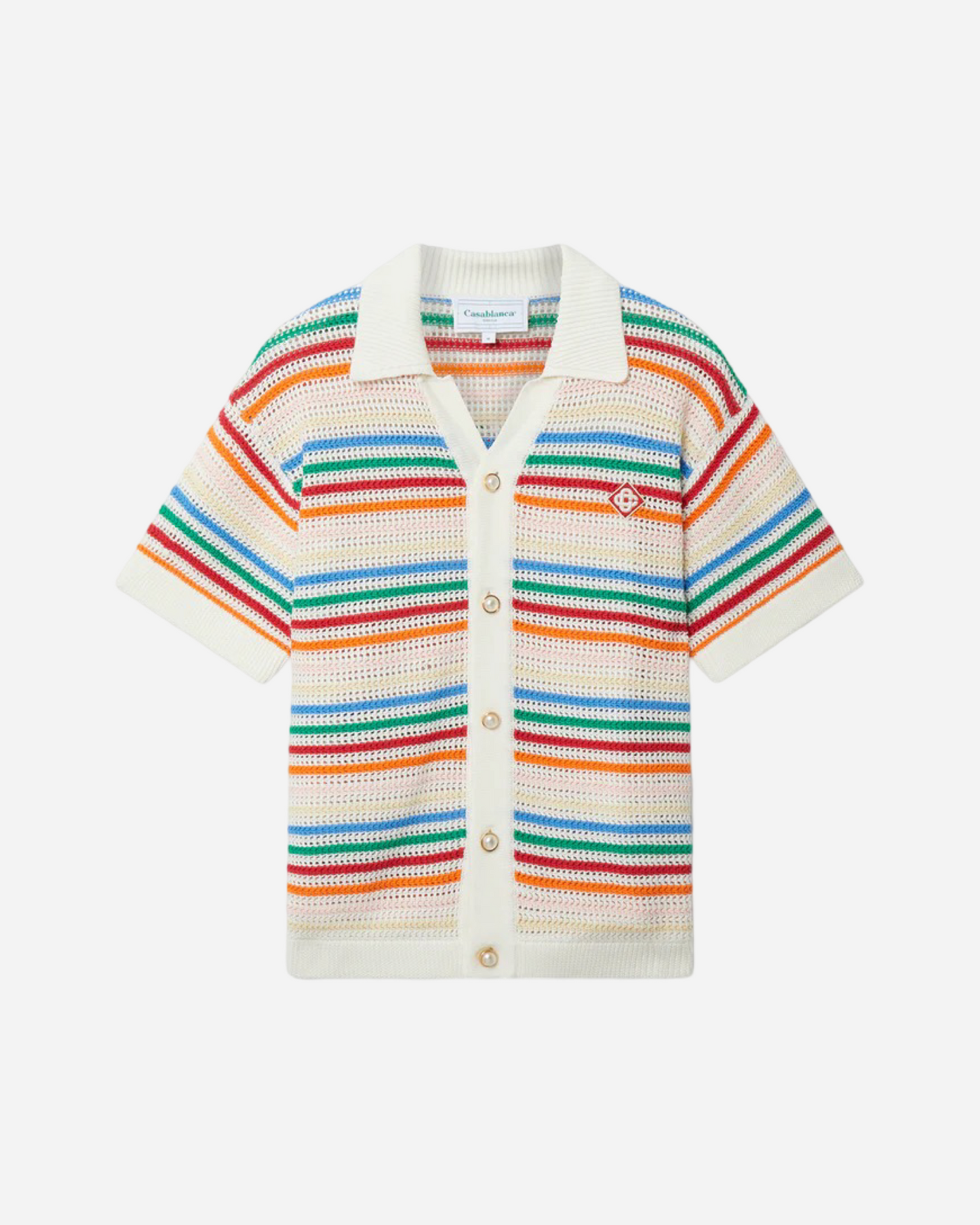 Casablanca Rainbow Striped Crochet Shirt - Creps City