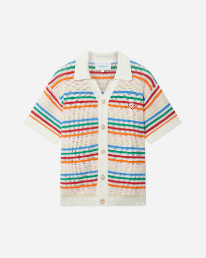 Casablanca Rainbow Striped Crochet Shirt - Creps City