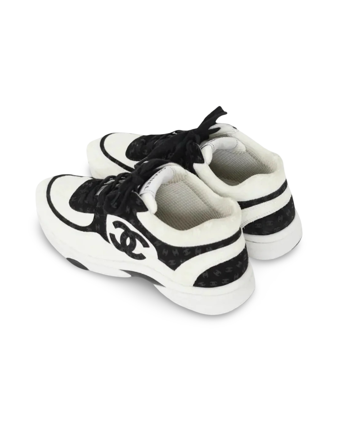 Chanel CC Logo Sneaker 'Black and White CC Embossed Monogram'