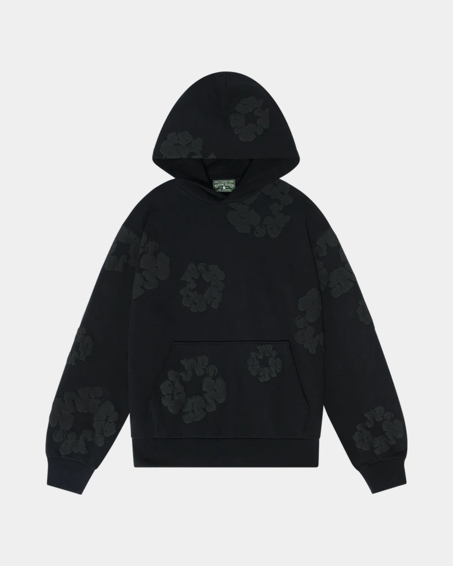 Denim Tears The Cotton Wreath Hoodie Navy 'Triple Black' - Creps City