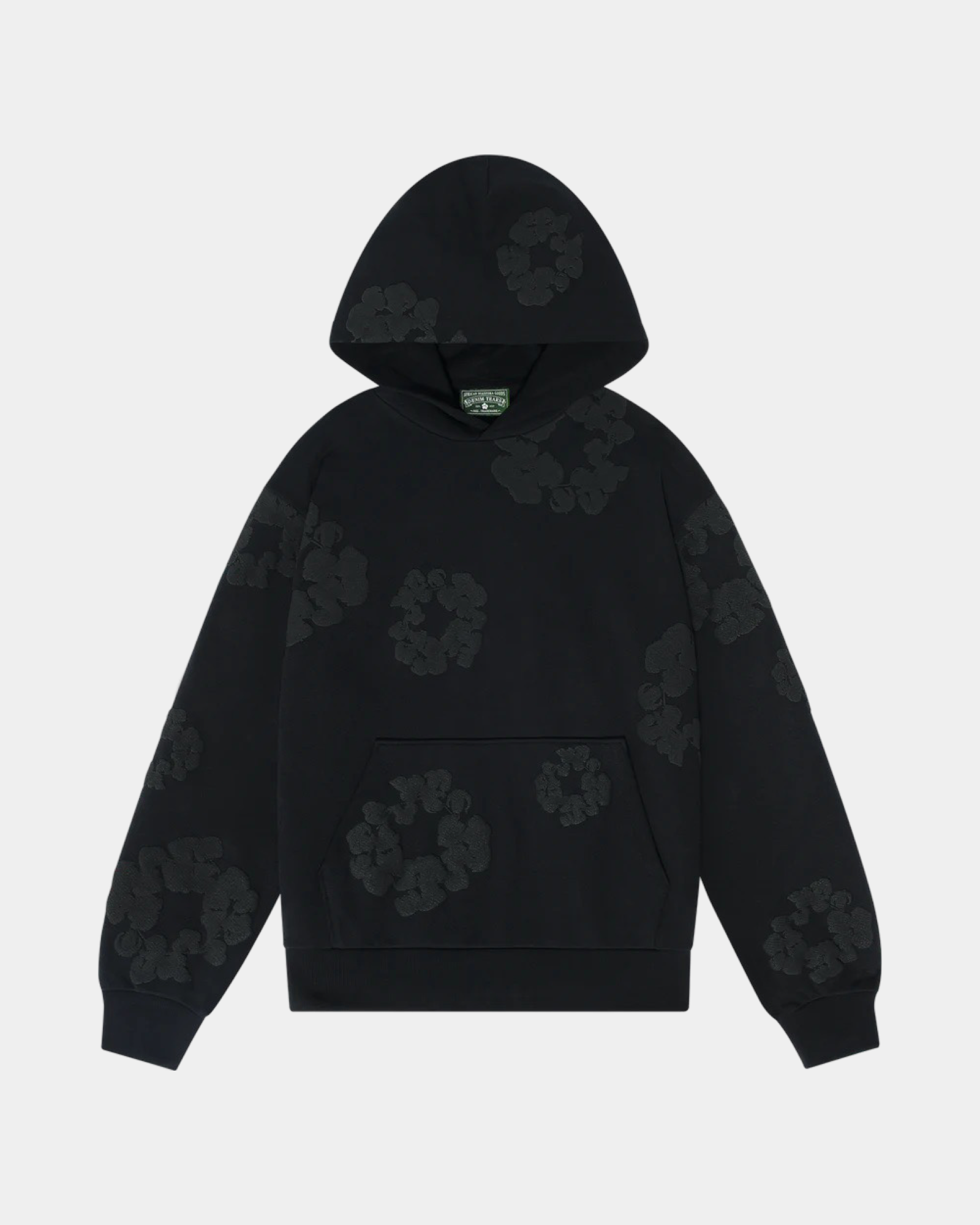 Denim Tears The Cotton Wreath Hoodie Navy 'Triple Black' - Creps City