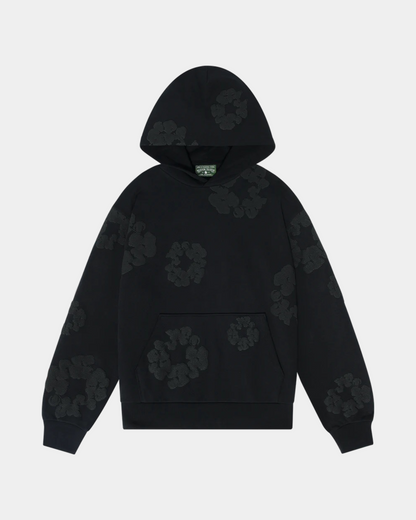 Denim Tears The Cotton Wreath Hoodie Navy 'Triple Black' - Creps City