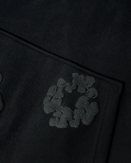 Denim Tears The Cotton Wreath Hoodie Navy 'Triple Black' - Creps City