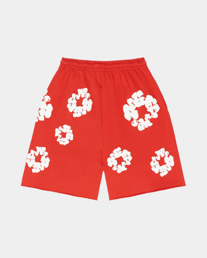 Denim Tears The Cotton Wreath Shorts 'Red' - Creps City