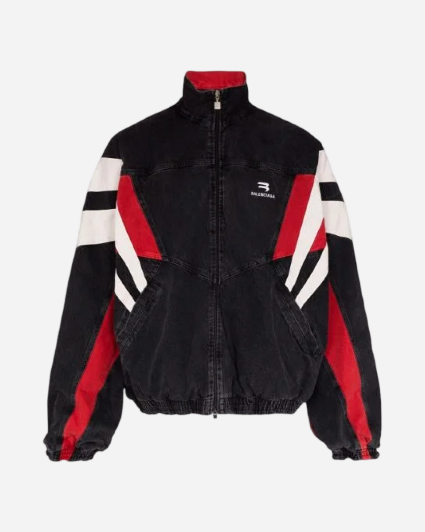 Balenciaga 3B Sports Denim Track Jacket 'Red'