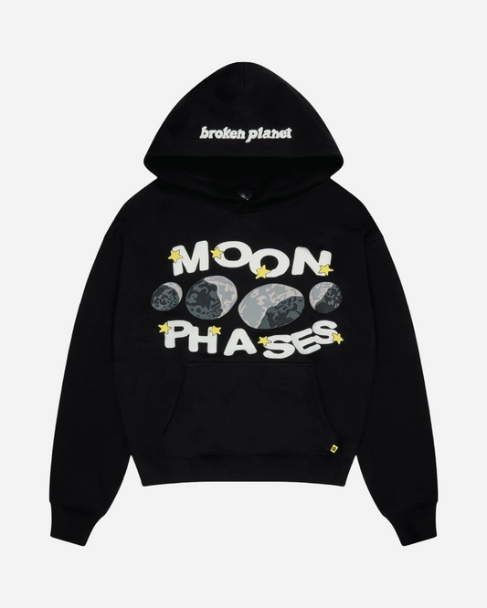 Broken Planet Moon Phases Hoodie 'Midnight Black'
