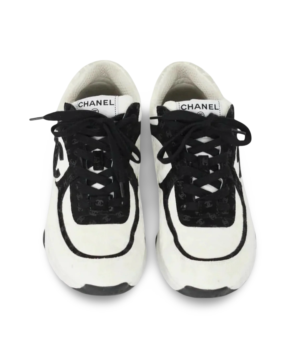 Chanel CC Logo Sneaker 'Black and White CC Embossed Monogram'