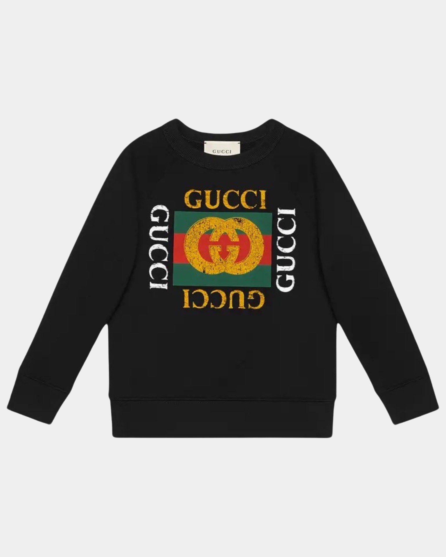 Gucci Crew Nick Logo Sweatshirt Black - Creps City