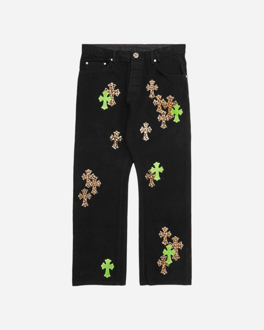 Chrome Hearts Cross Patch Denim 'Black/Green/Cheetah'