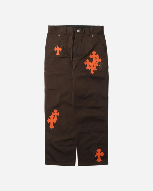 Chrome Hearts Cross Patch Carpenter Pants 'Brown/Orange'