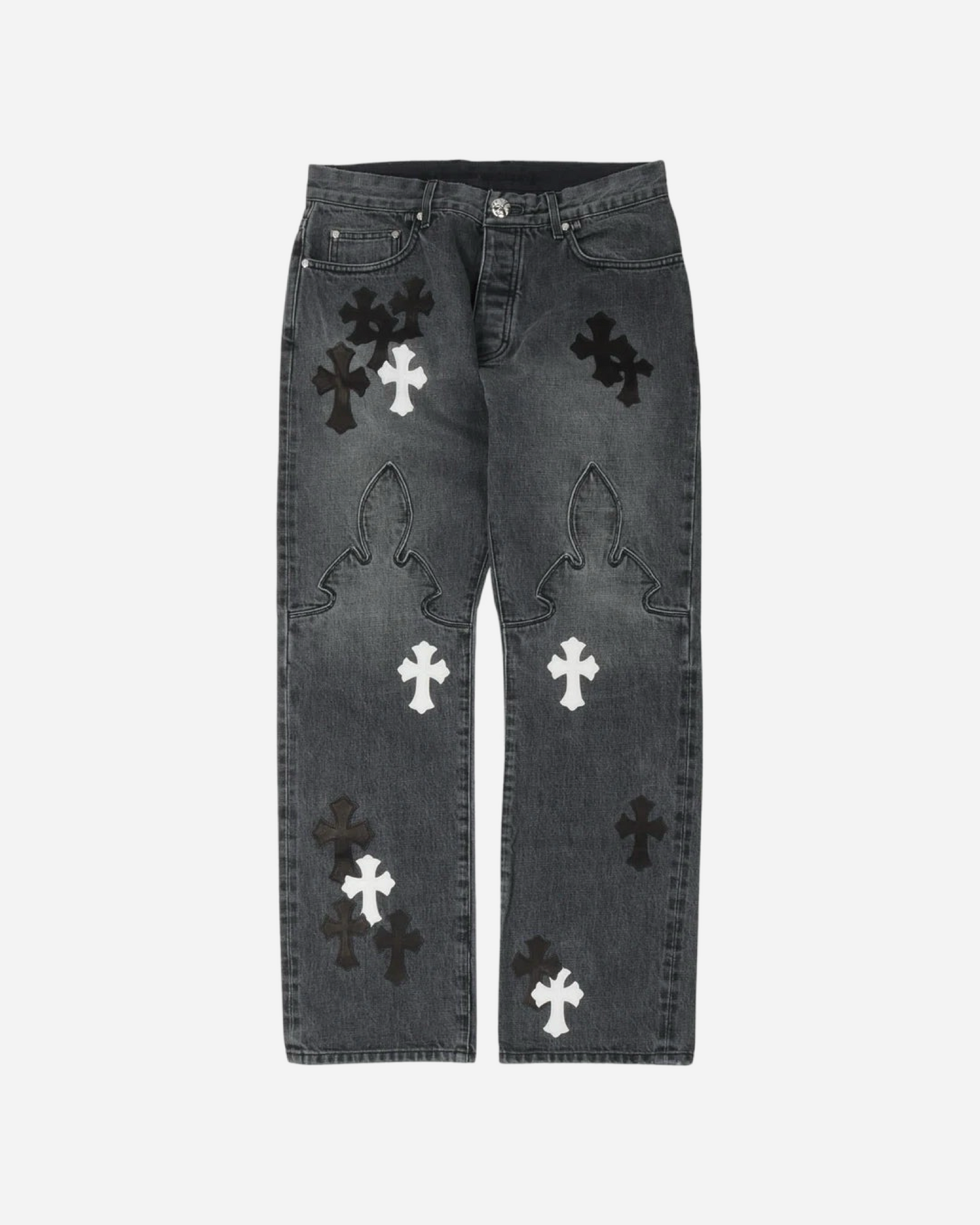 Chrome Hearts Fleur Knee Cross Patch Jeans 'Black'