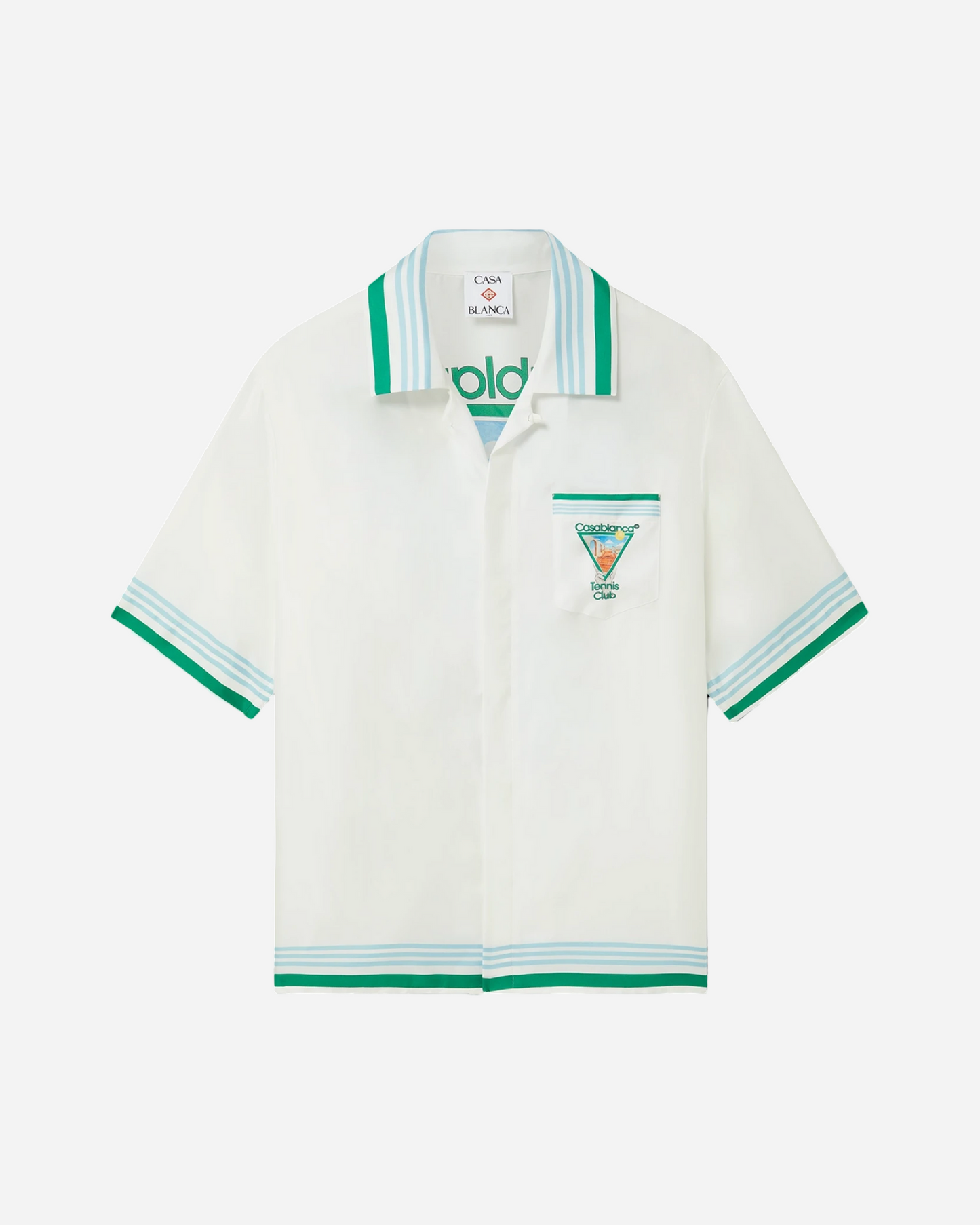 Casablanca Metaphysical Tennis Icon Short Sleeve Silk Shirt