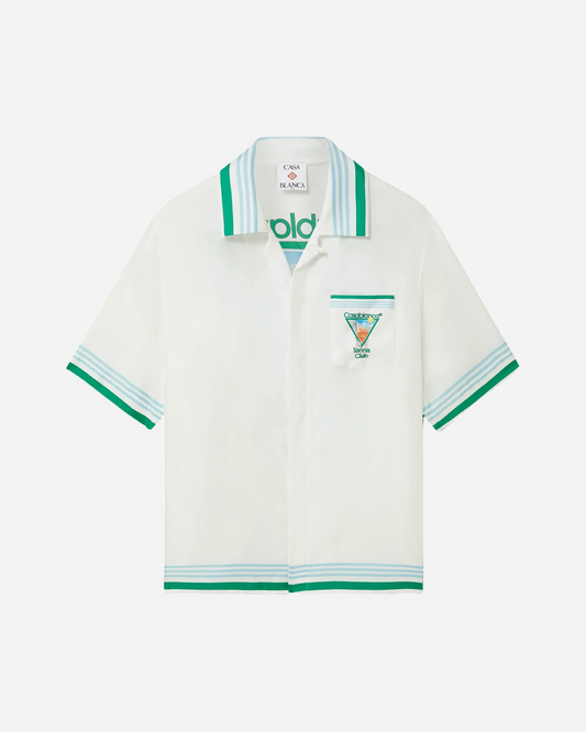 Casablanca Metaphysical Tennis Icon Short Sleeve Silk Shirt