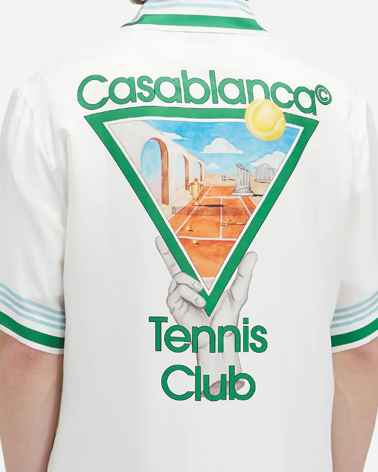 Casablanca Metaphysical Tennis Icon Short Sleeve Silk Shirt