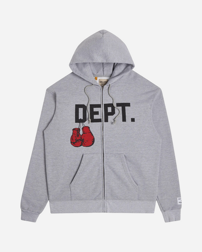 Gallery Dept. Boxing Merch Zip Hoodie 'Heather Grey'