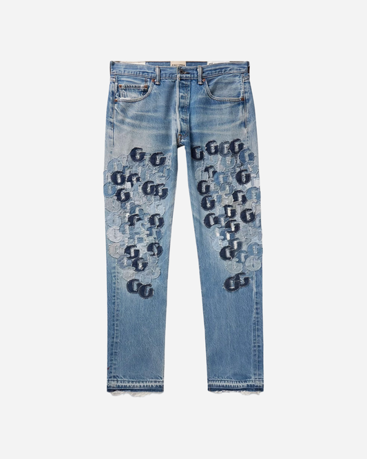 Gallery Dept. Super G Straight-Leg Logo-Appliquéd Distressed Jeans