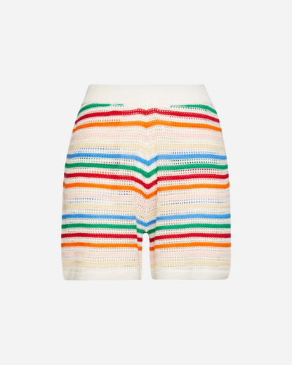 Casablanca Rainbow Striped Crochet Shorts
