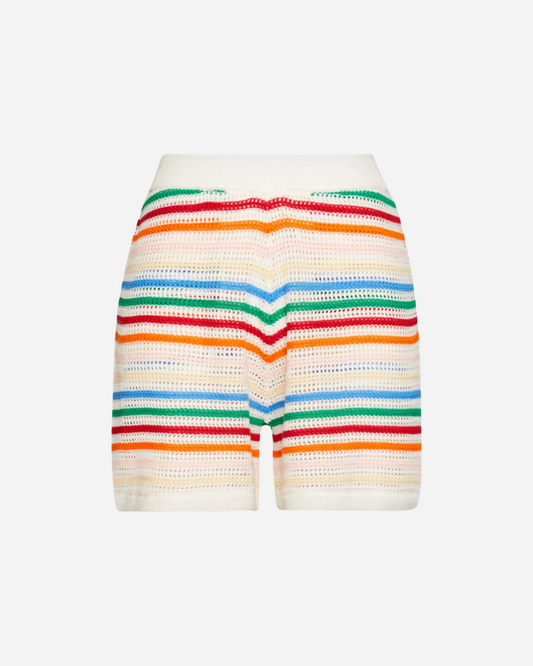 Casablanca Rainbow Striped Crochet Shorts