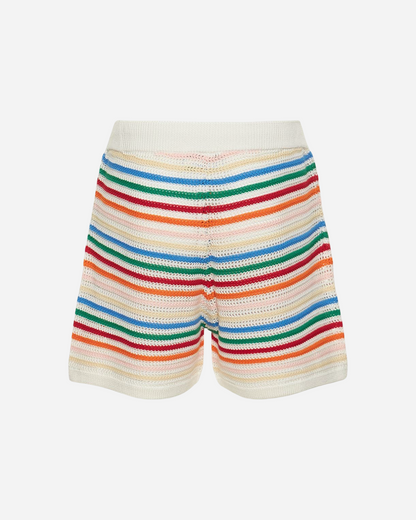 Casablanca Rainbow Striped Crochet Shorts