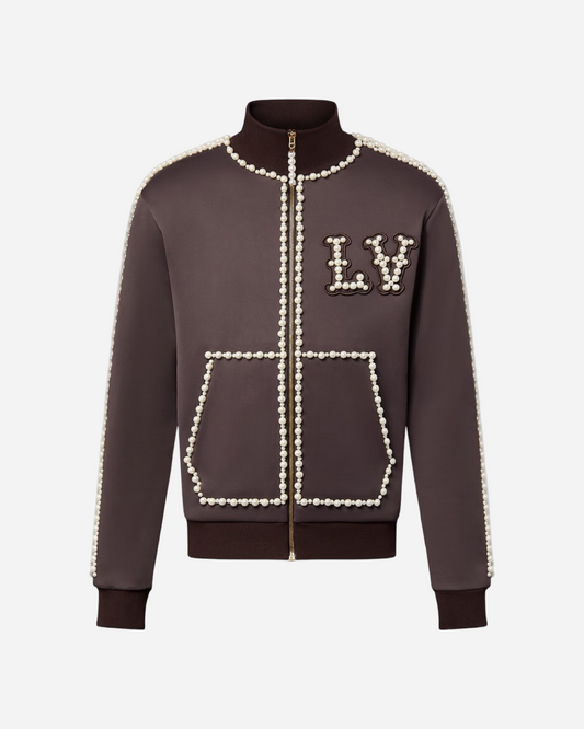 Louis Vuitton Technical Cotton Track Top Embellished With Pearls