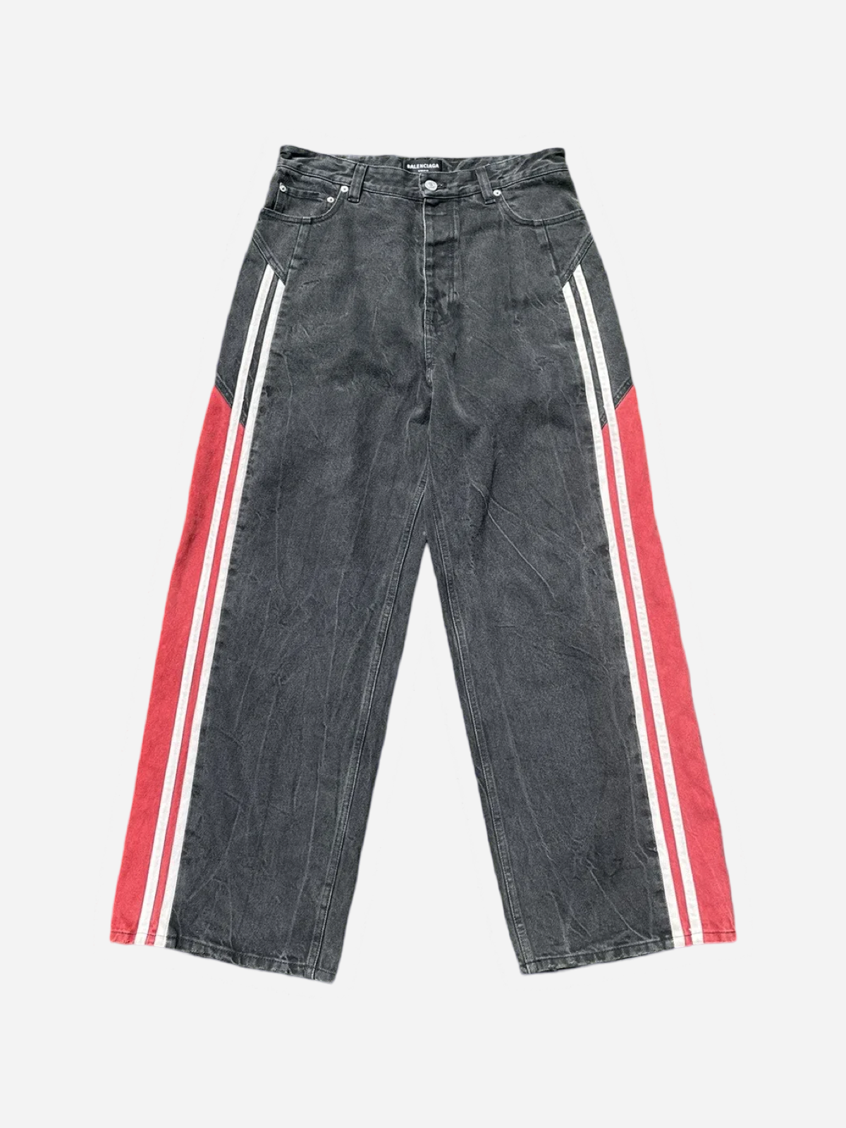 Balenciaga 3B Sports Denim Track Pants 'Red'