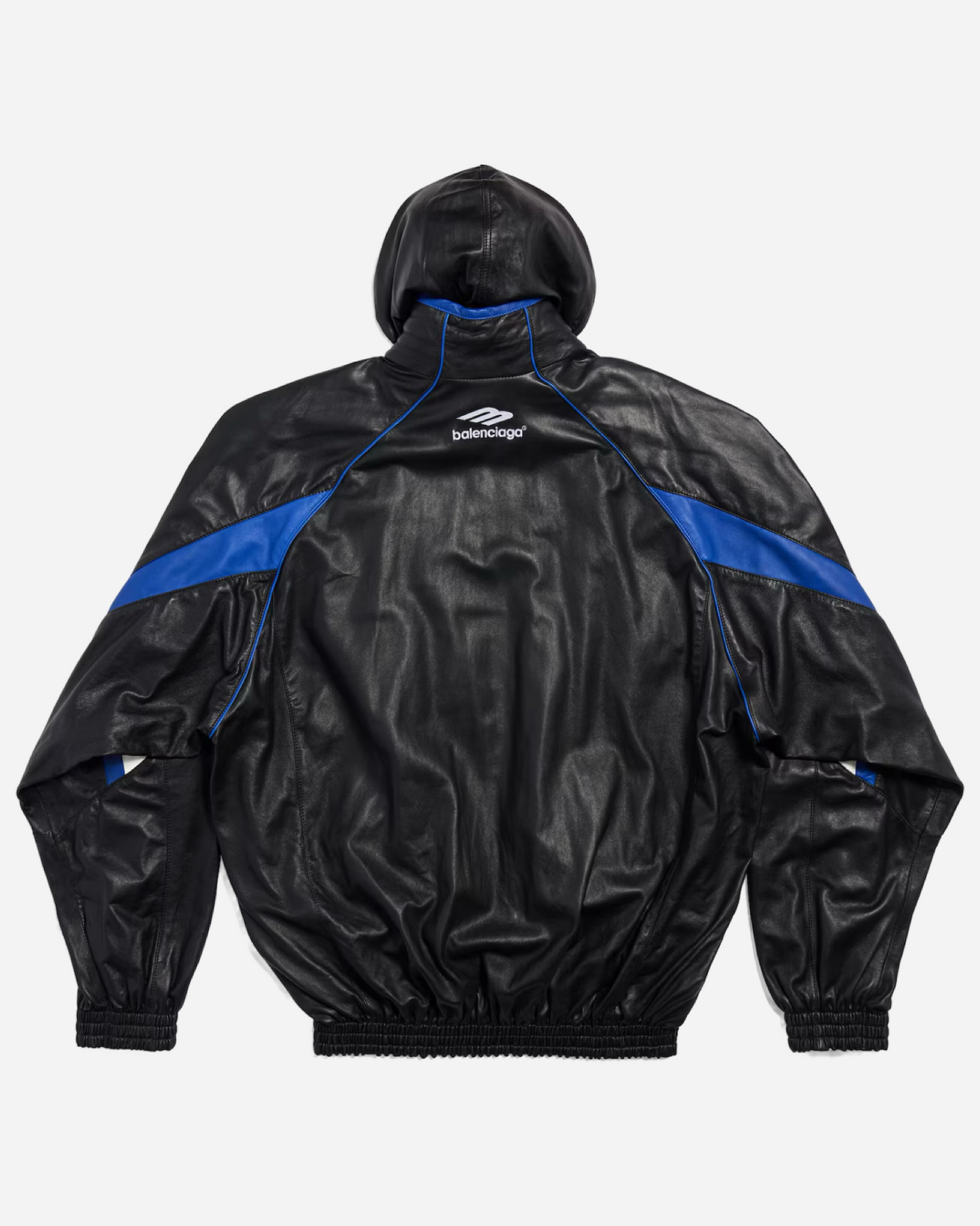 Balenciaga 3B Sports Icon Leather Track Jacket 'Blue Black'