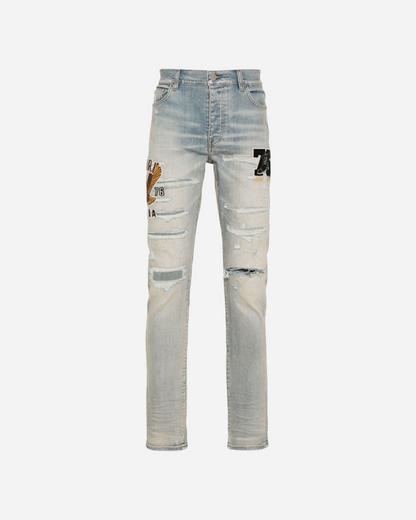 Amiri Blue Indigo Varsity Eagle Jeans