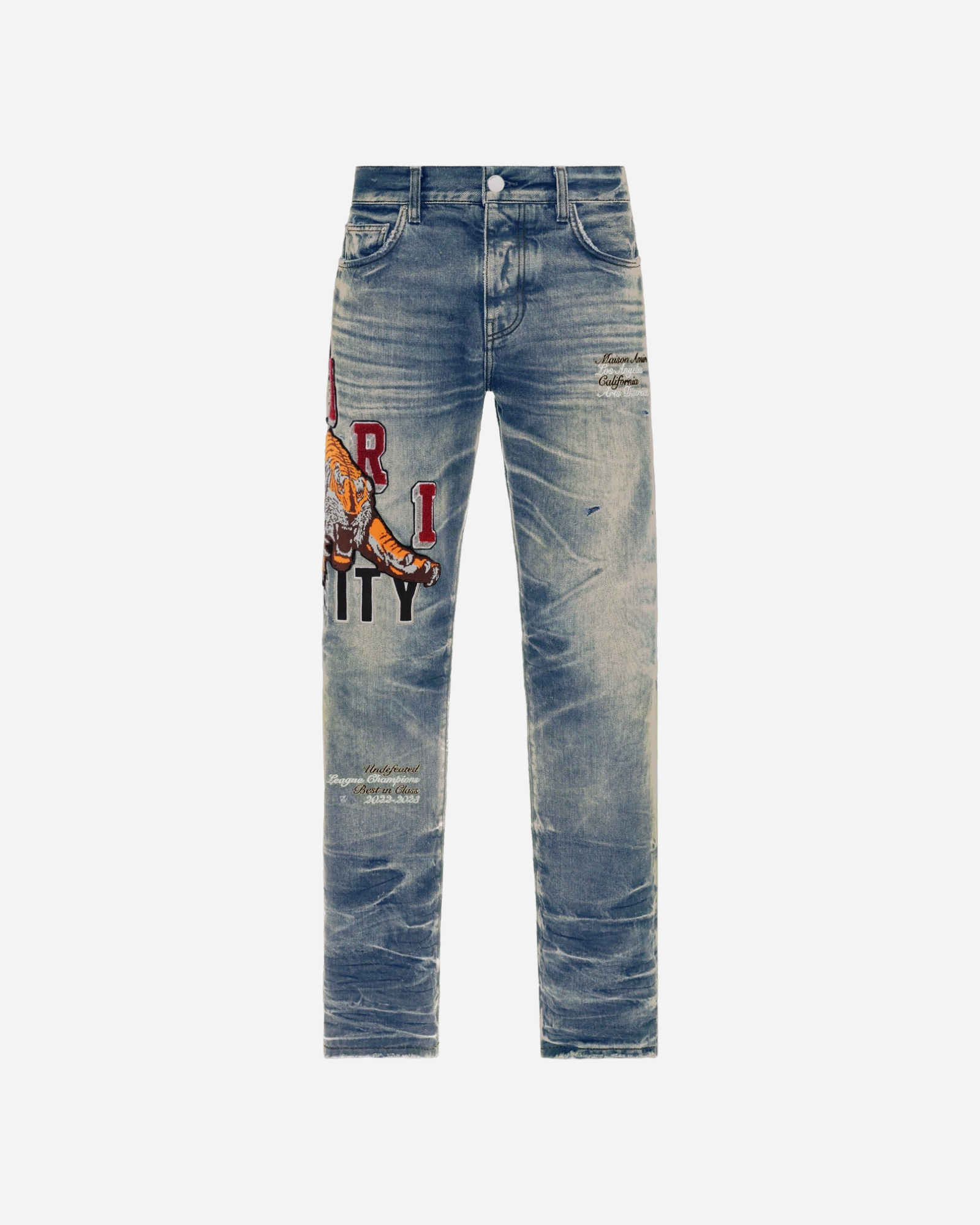 AMIRI Indigo Varsity Tiger Jeans