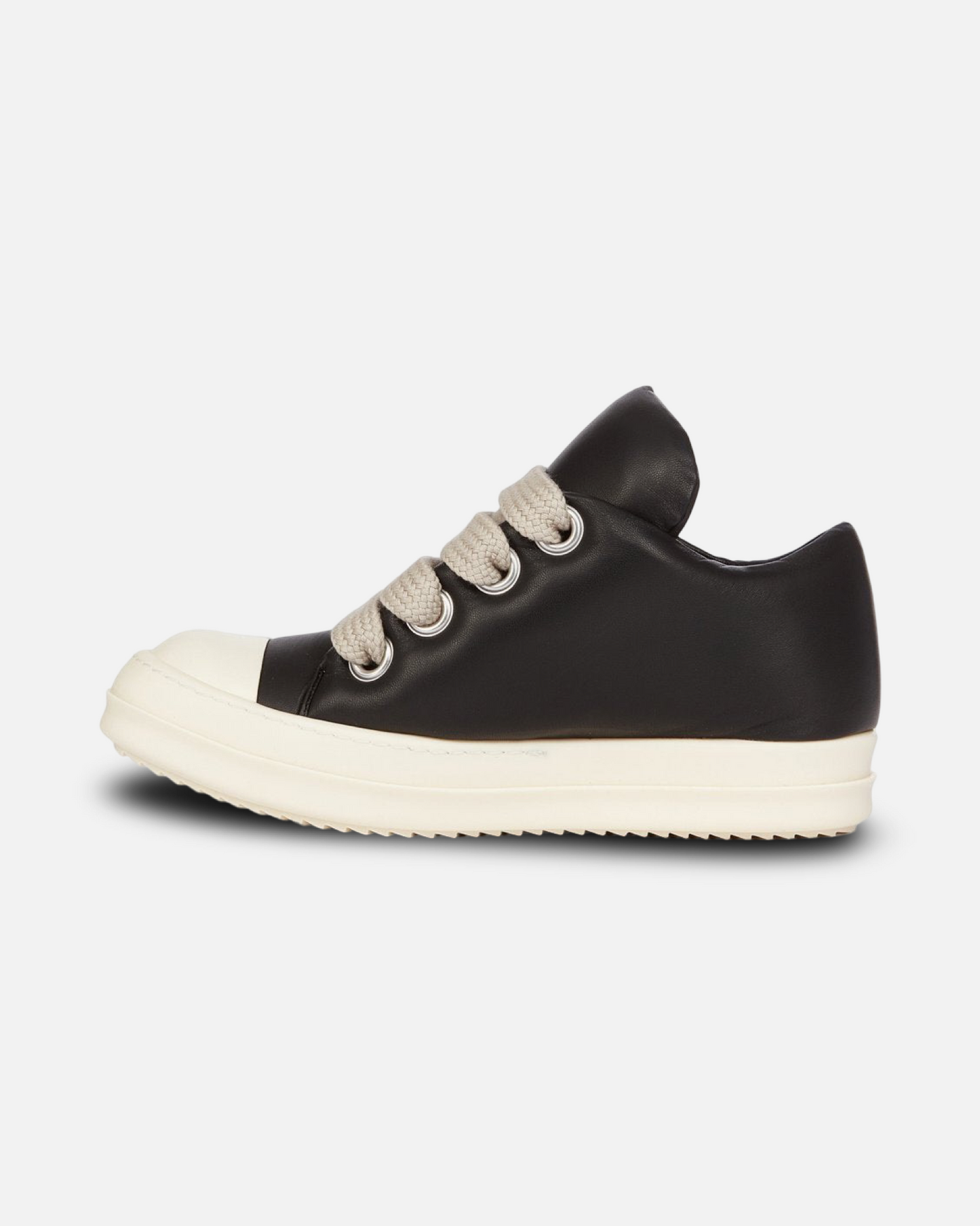 Rick Owens JumboLaced Padded Ramones Low Top Leather Sneakers ‘Black/Milk’