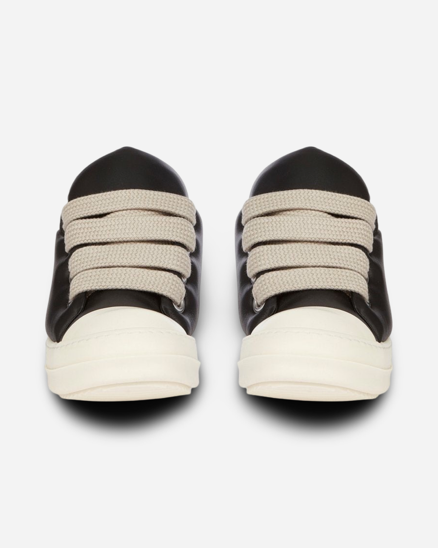 Rick Owens JumboLaced Padded Ramones Low Top Leather Sneakers ‘Black/Milk’