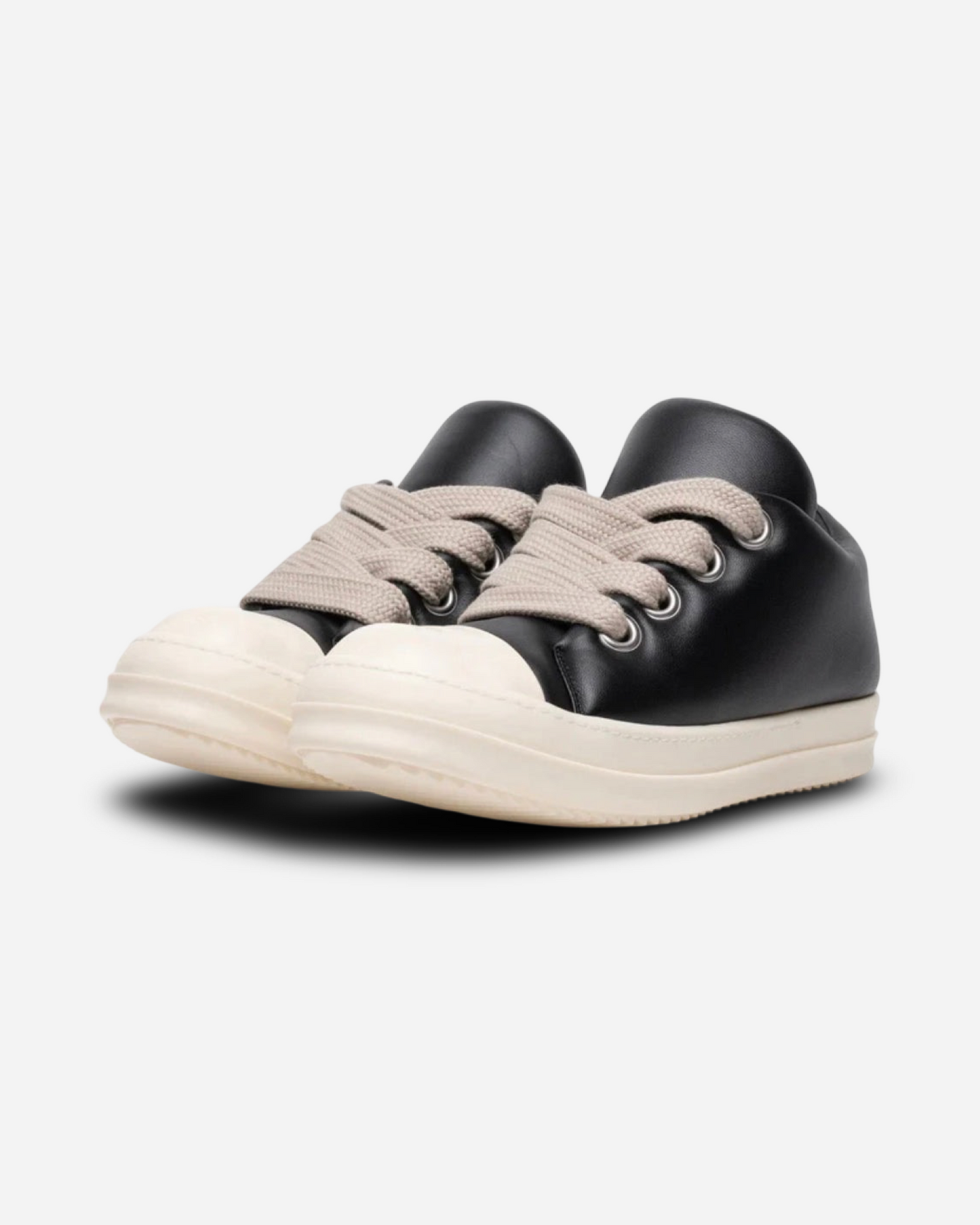 Rick Owens JumboLaced Padded Ramones Low Top Leather Sneakers ‘Black/Milk’