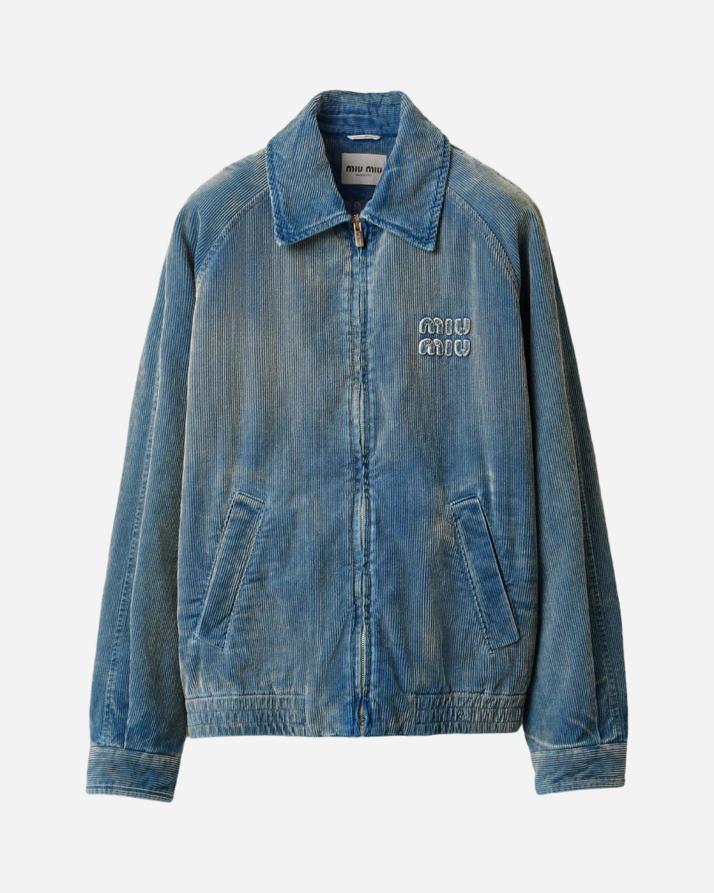 Miu Miu Washed Corduroy Blouson Jacket 'Sapphire Blue'