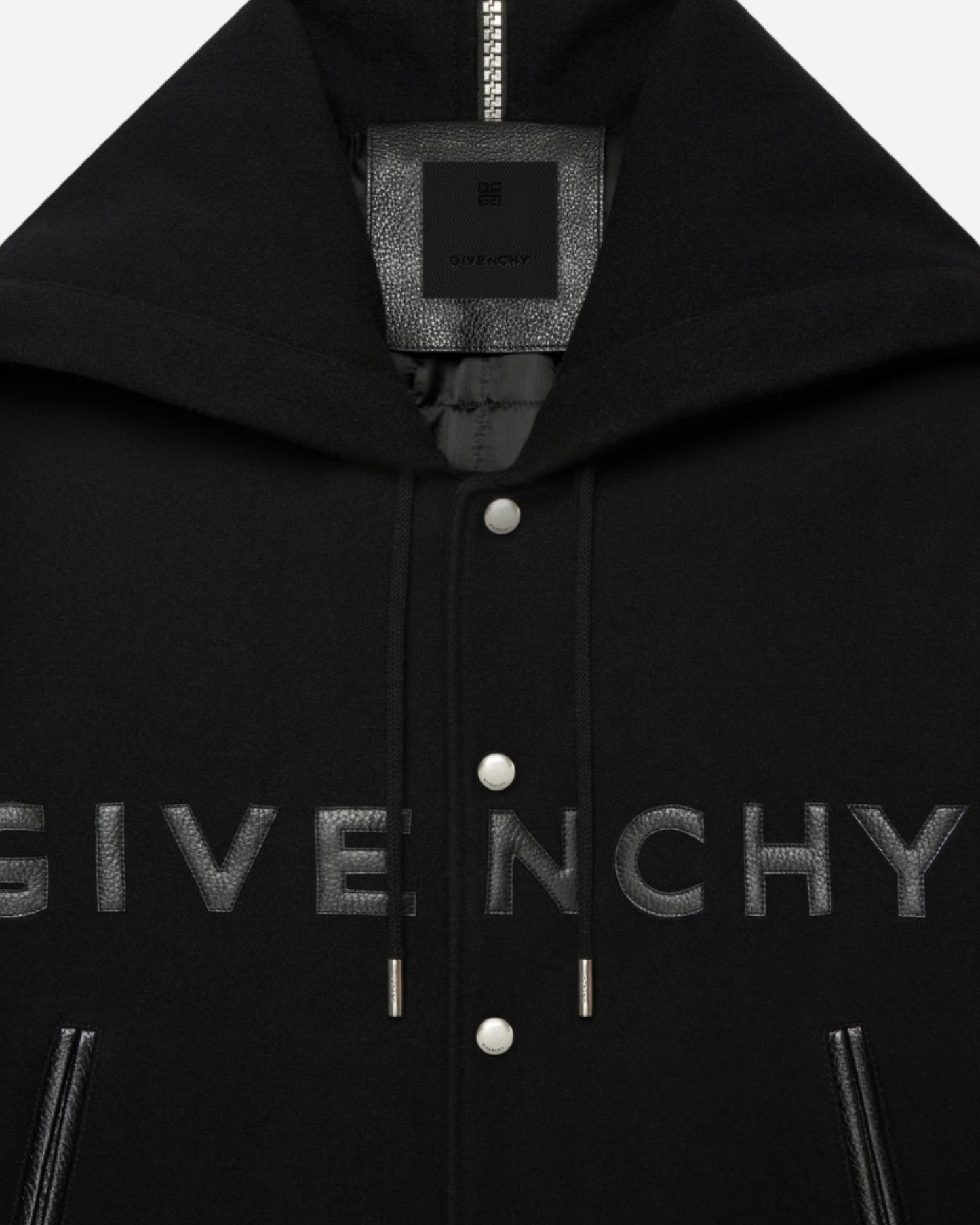 Givenchy Hooded Varsity Leather Jacket 'Black'