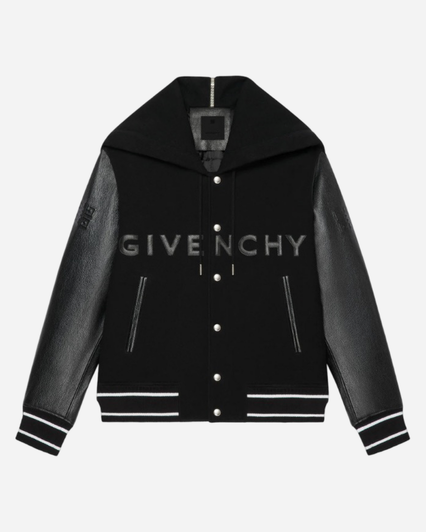 Givenchy Hooded Varsity Leather Jacket 'Black'