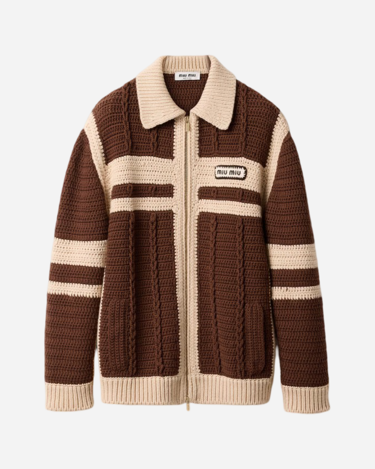 Miu Miu Washed Cashmere Cardigan 'Cocoa Brown'