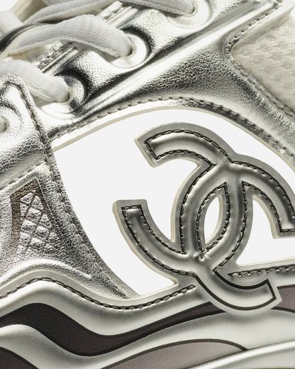 Chanel CC Logo Sneaker 'White Silver'