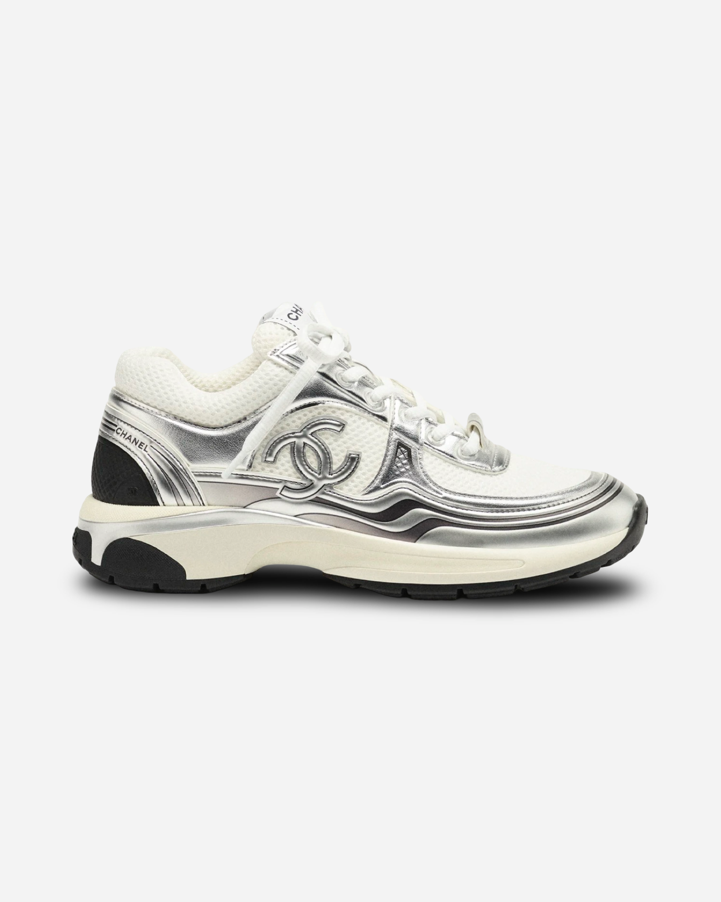 Chanel CC Logo Sneaker 'White Silver'