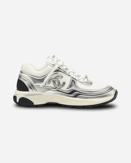 Chanel CC Logo Sneaker 'White Silver'