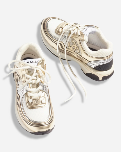 Chanel CC Logo Sneaker 'Gold Silver'