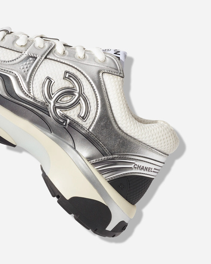 Chanel CC Logo Sneaker 'White Silver'
