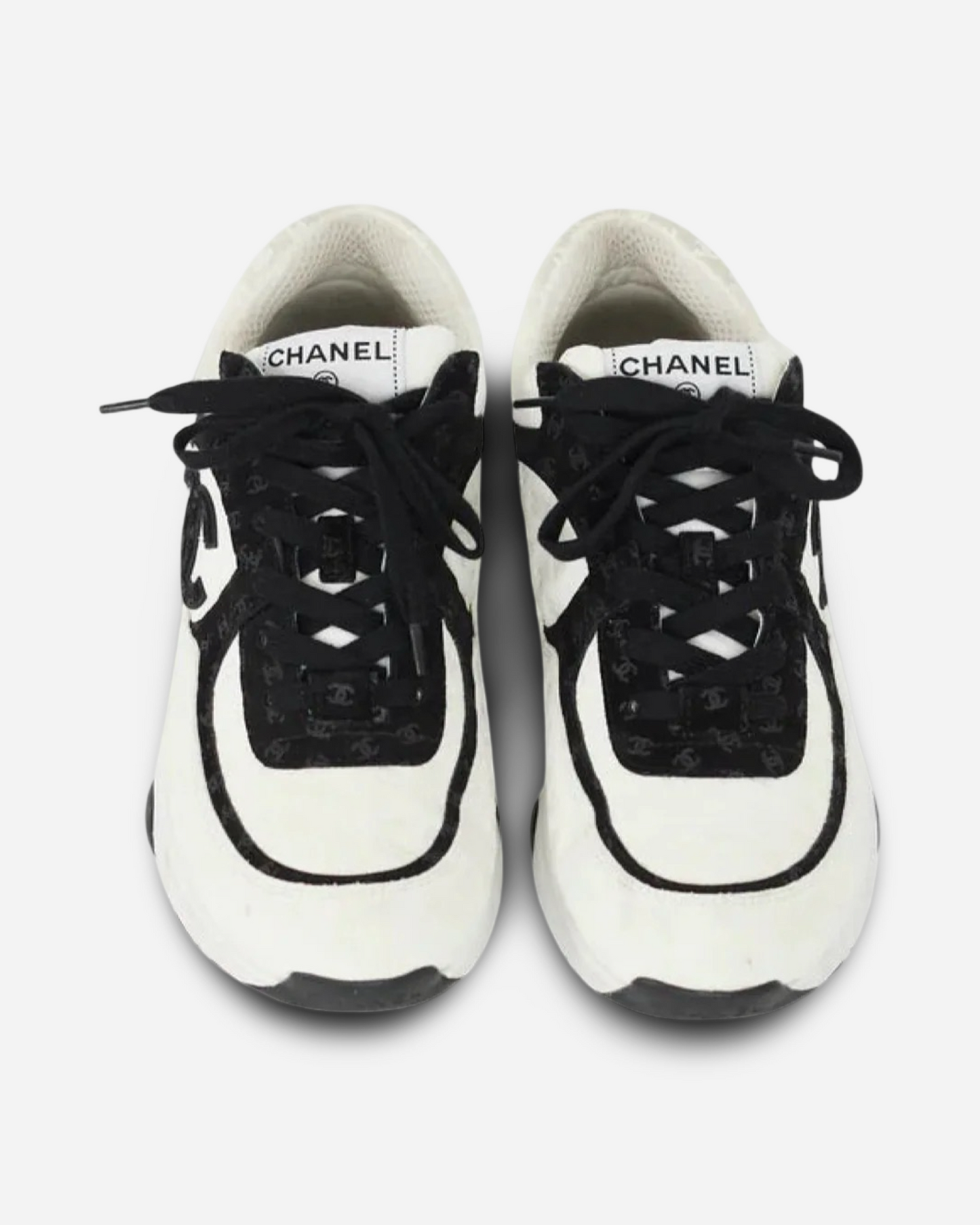Chanel CC Logo Sneaker 'Black and White CC Embossed Monogram'