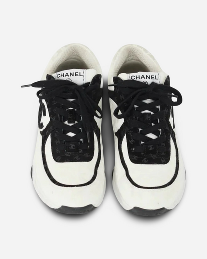 Chanel CC Logo Sneaker 'Black and White CC Embossed Monogram'