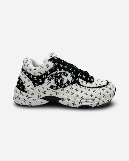 Chanel CC Logo Sneaker 'White/Black Suede'